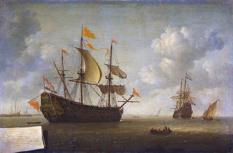 Jeronymus van Diest The seizure of the English flagship 'Royal Charles,' captured during the raid on Chatham, June 1667. Norge oil painting art